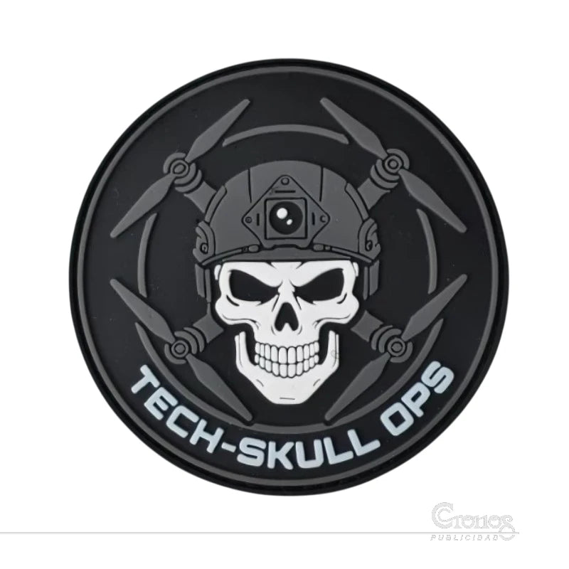 Calavera Dron Táctica Parche PVC 3D