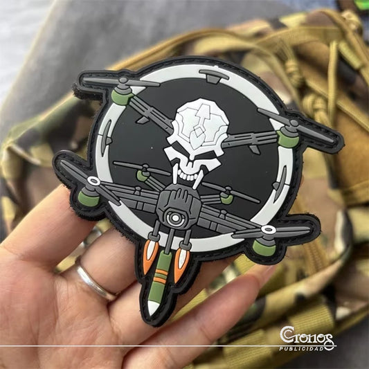 Drone Skull Parche PVC 3D