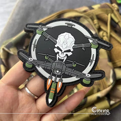 Drone Skull Parche PVC 3D