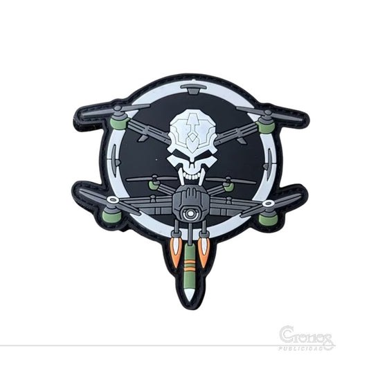 Drone Skull Parche PVC 3D