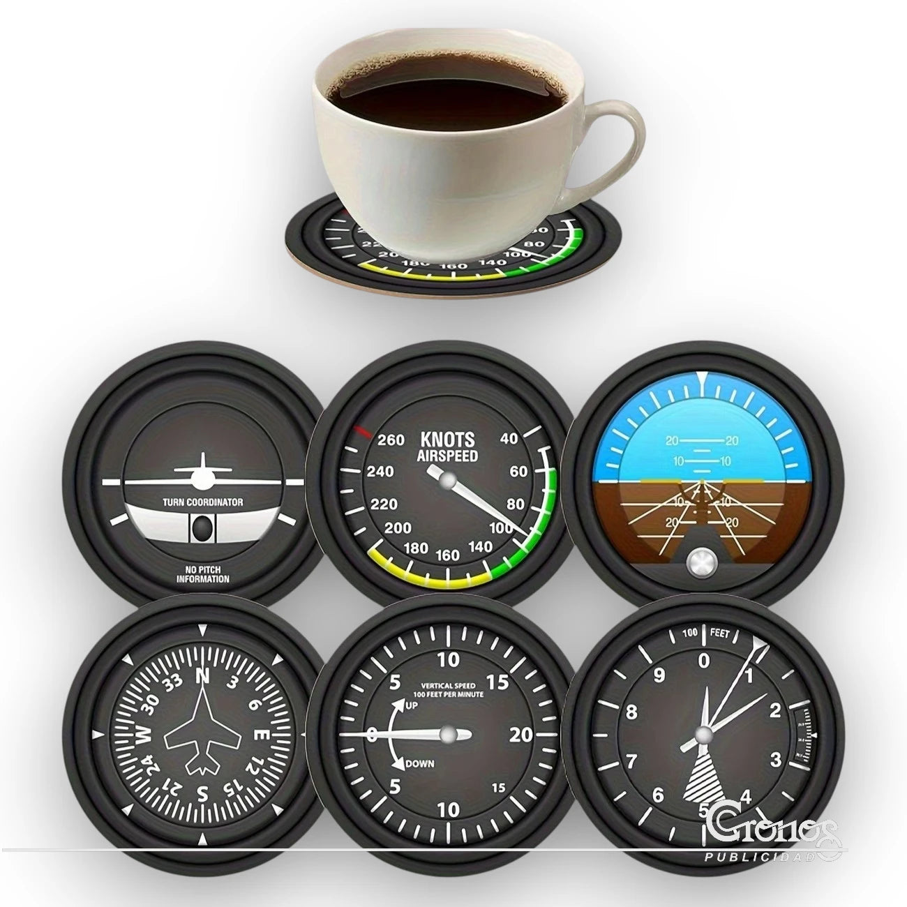 Portavasos de Aviación en Madera x6